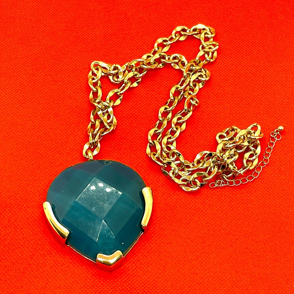 Large Faceted Pear Shaped Pendant Necklace
